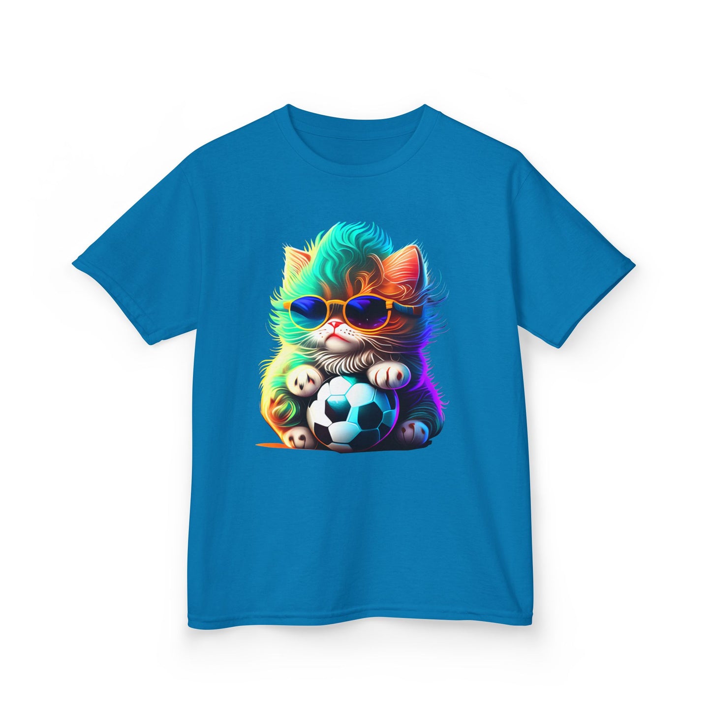 Cool Cat Soccer Kids Tee - Fun Heavy Cotton T-Shirt for Young Sports Fans