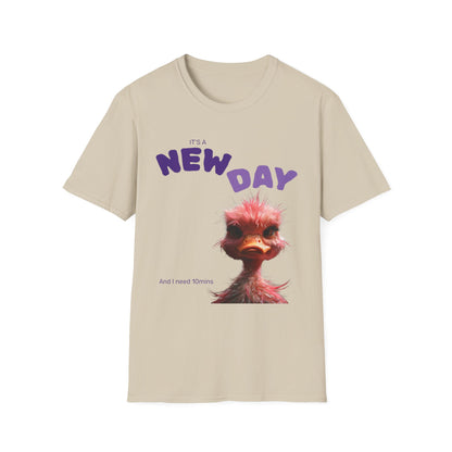 Funny New Day Unisex Softstyle T-Shirt – Perfect for Casual Vibes & Everyday Wear