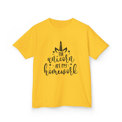 Kids Unicorn Homework Tee - Fun Cotton T-Shirt for Children