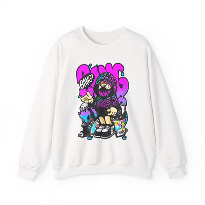 Streetwear Crewneck Sweatshirt — Cartoon Hoodie Character "BANG" Graphic