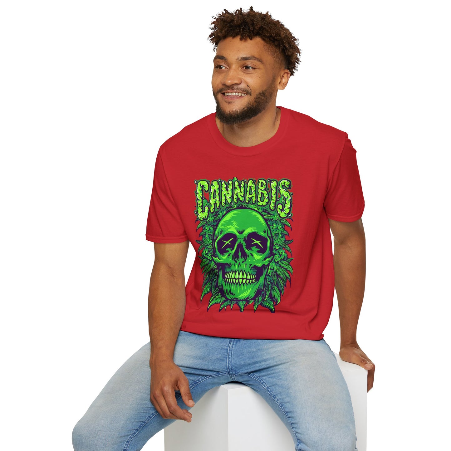 Green Skull Cannabis Unisex T-Shirt – Perfect for Stoner Culture and Everyday Wear