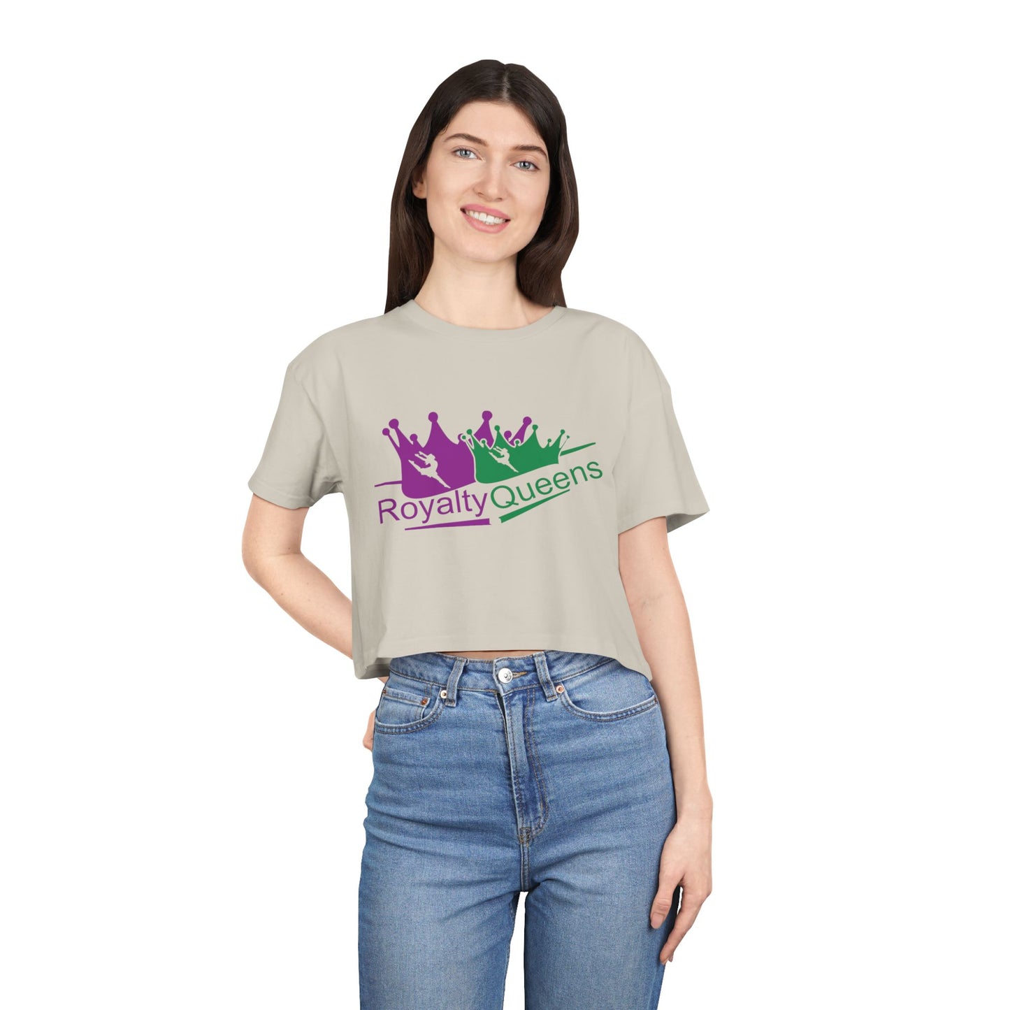 Royalty Queens Women's Crop Tee, Fun Party Top, Stylish Streetwear, Gift for Her, Casual Summer Wear, Trendy Graphic Tee