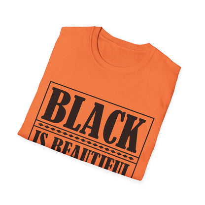 Unisex Softstyle T-Shirt, "Black is Beautiful" Tee, Affirmation Shirt, Everyday Wear, Gift for Activists, Comfort and Style