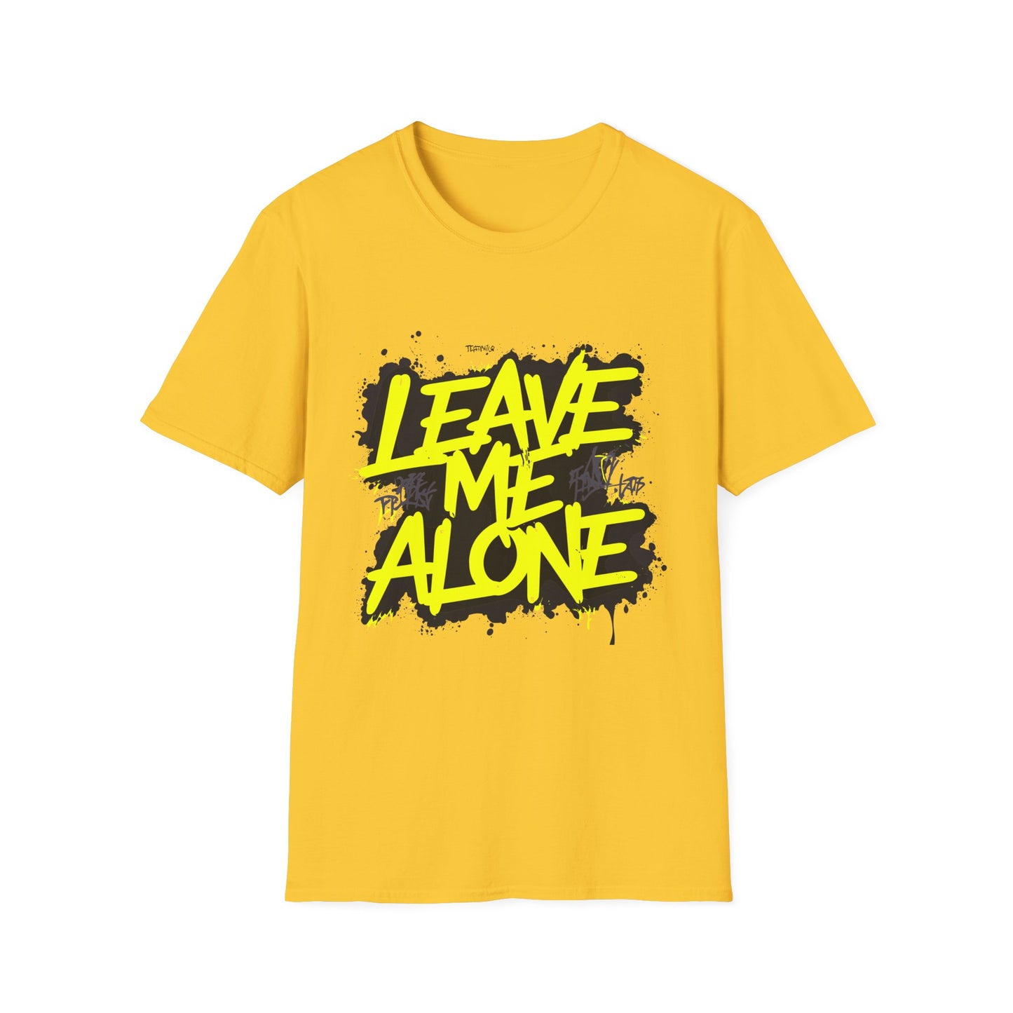 Unisex Softstyle T-Shirt with 'Leave Me Alone' Design - Funny Gift, Casual Wear, Relaxation, Self-Care, Gifts for Introverts