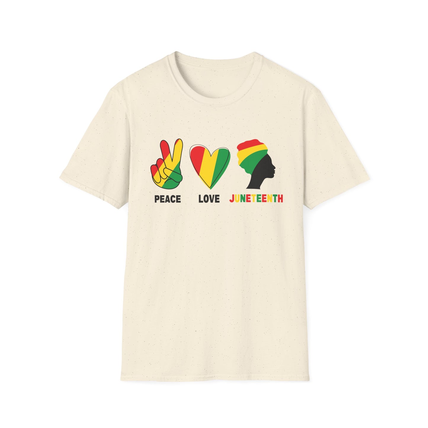 Juneteenth Peace Love Unisex Softstyle T-Shirt, Graphic Tee, Black History Month, Celebration Wear, Gift for Activists