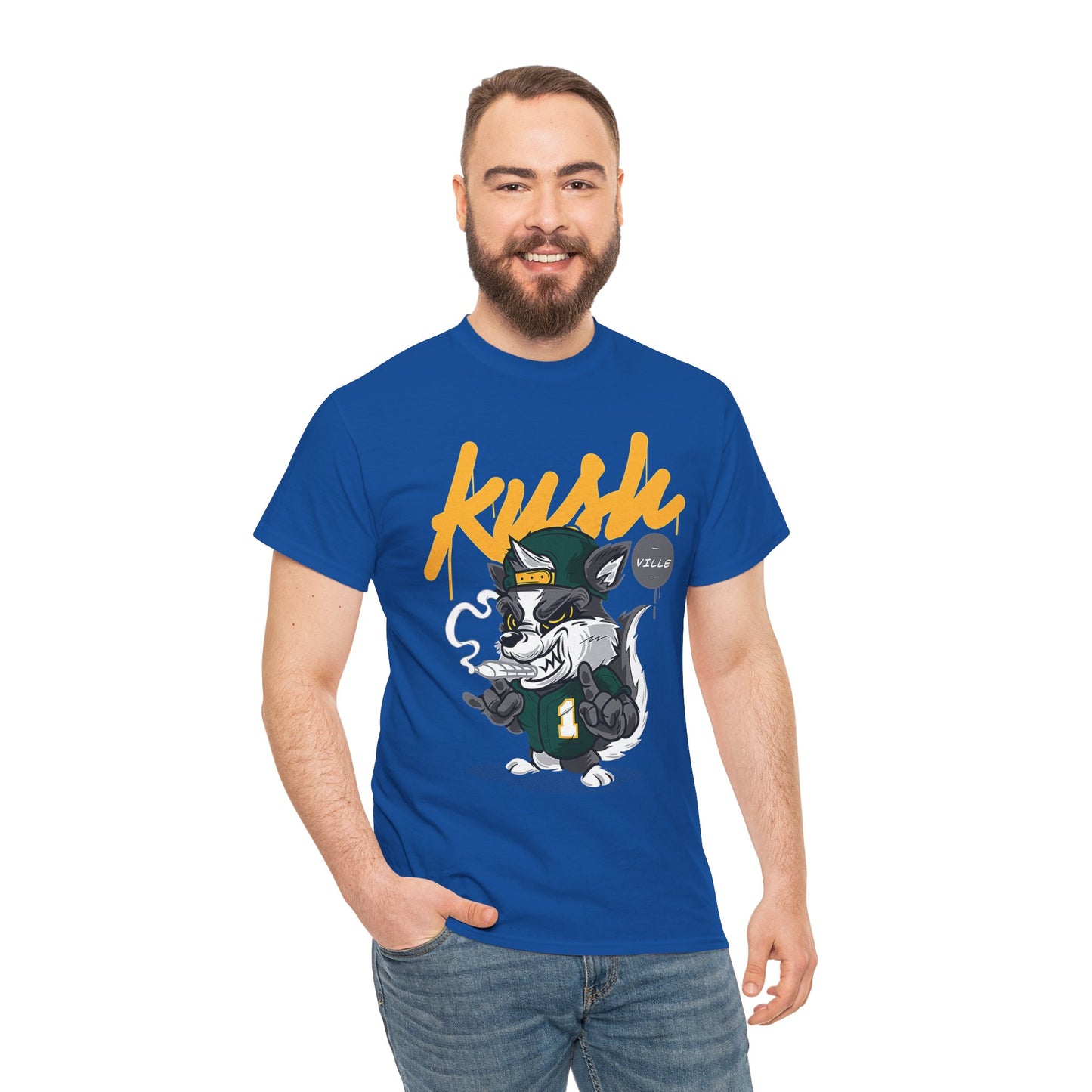 Street Style Unisex Heavy Cotton Tee - 'Kush Ville' Graphic Design