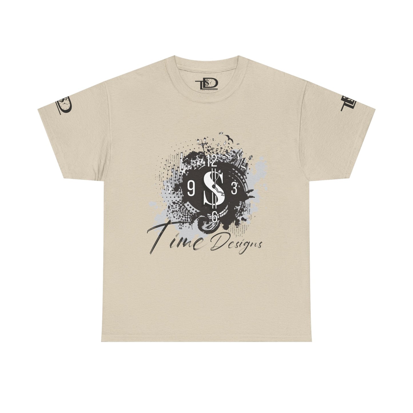 Unisex Heavy Cotton Tee - Time Designs Dollar Clock Graphic T-Shirt