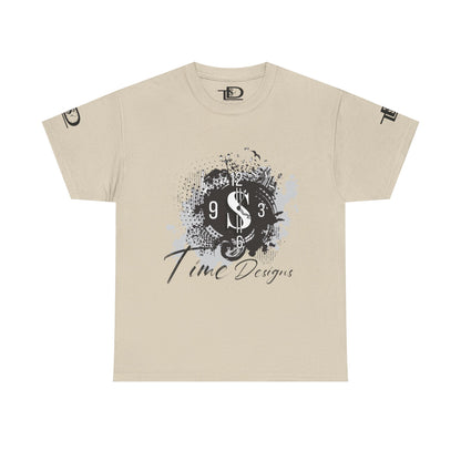 Unisex Heavy Cotton Tee - Time Designs Dollar Clock Graphic T-Shirt