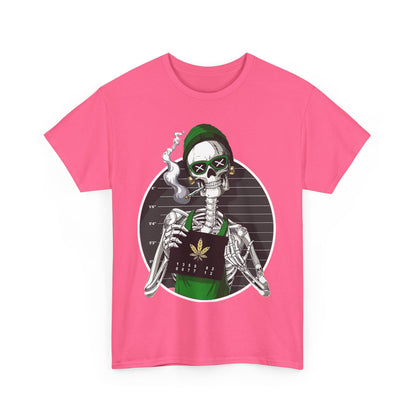 Edgy Skeleton Cannabis Tee | Unisex Heavy Cotton T-Shirt