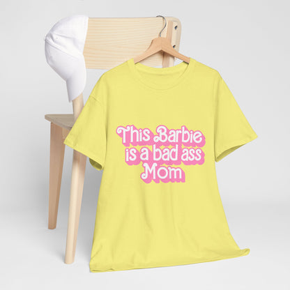 Bad Ass Mom Unisex Heavy Cotton Tee - Fun, Stylish Tee for Moms - Cute Gift for Mother's Day & Birthdays