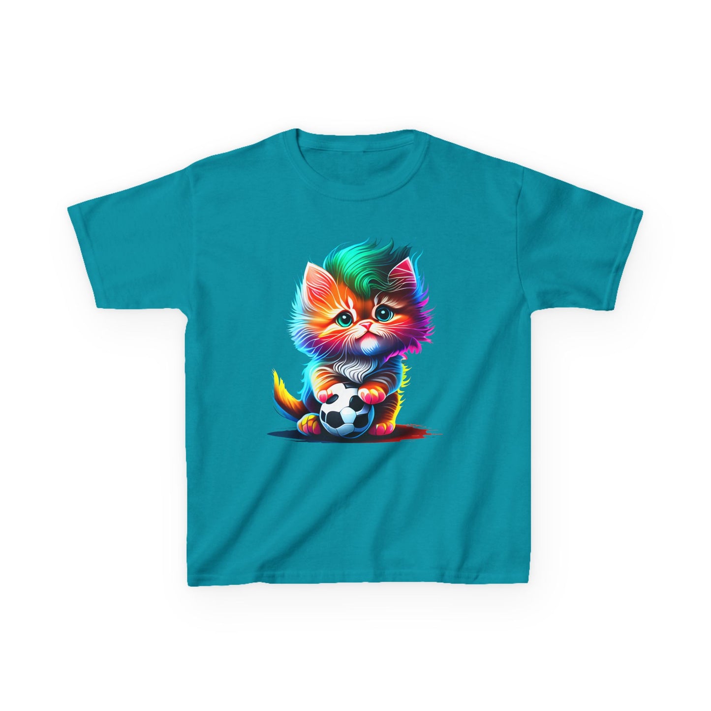 Colorful Cat Soccer Kids Heavy Cotton™ Tee