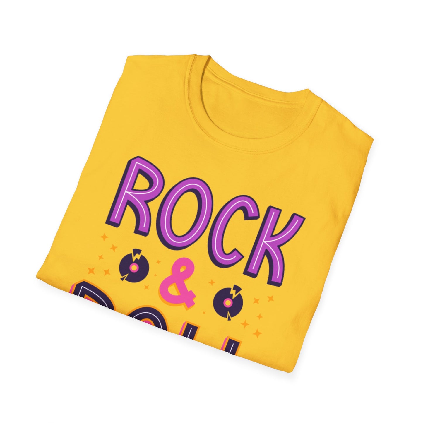 Rock & Roll Unisex Softstyle T-Shirt - Music Lovers Gift, Concert Apparel, Casual Wear, Festival Fashion, Fun Graphic Tee