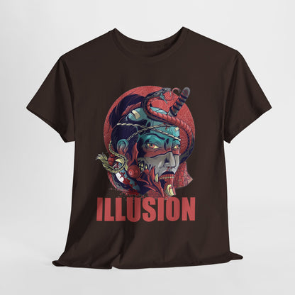 Artistic Unisex Heavy Cotton Tee - 'ILLUSION' Graphic Design