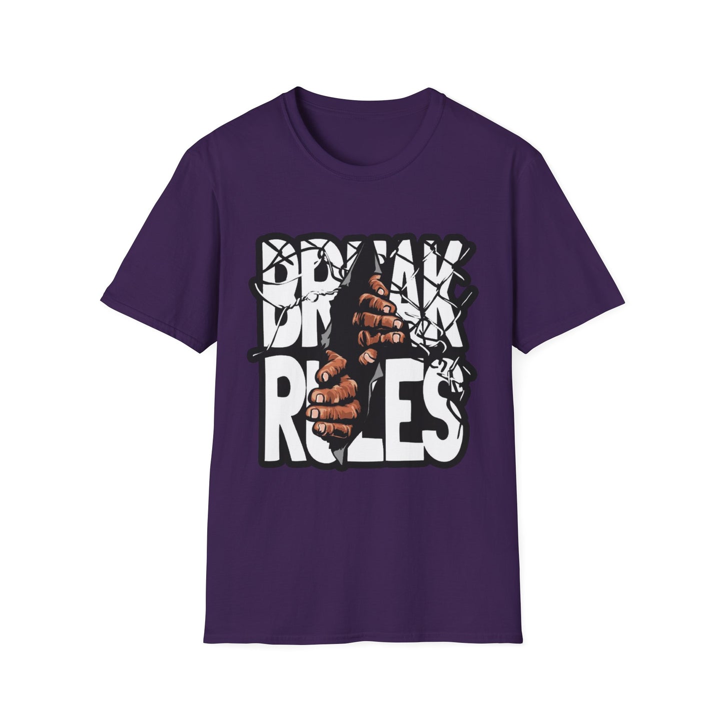 Break Rules Unisex Softstyle T-Shirt - Casual Streetwear Tee for Rebels