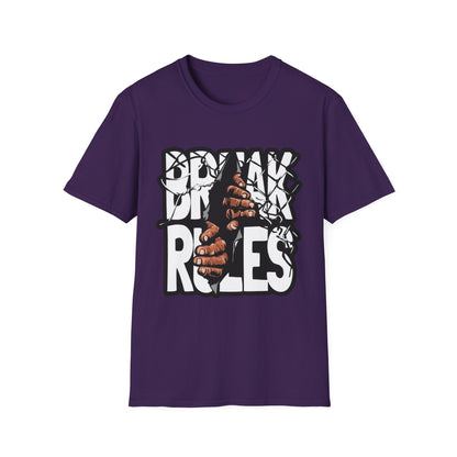 Break Rules Unisex Softstyle T-Shirt - Casual Streetwear Tee for Rebels