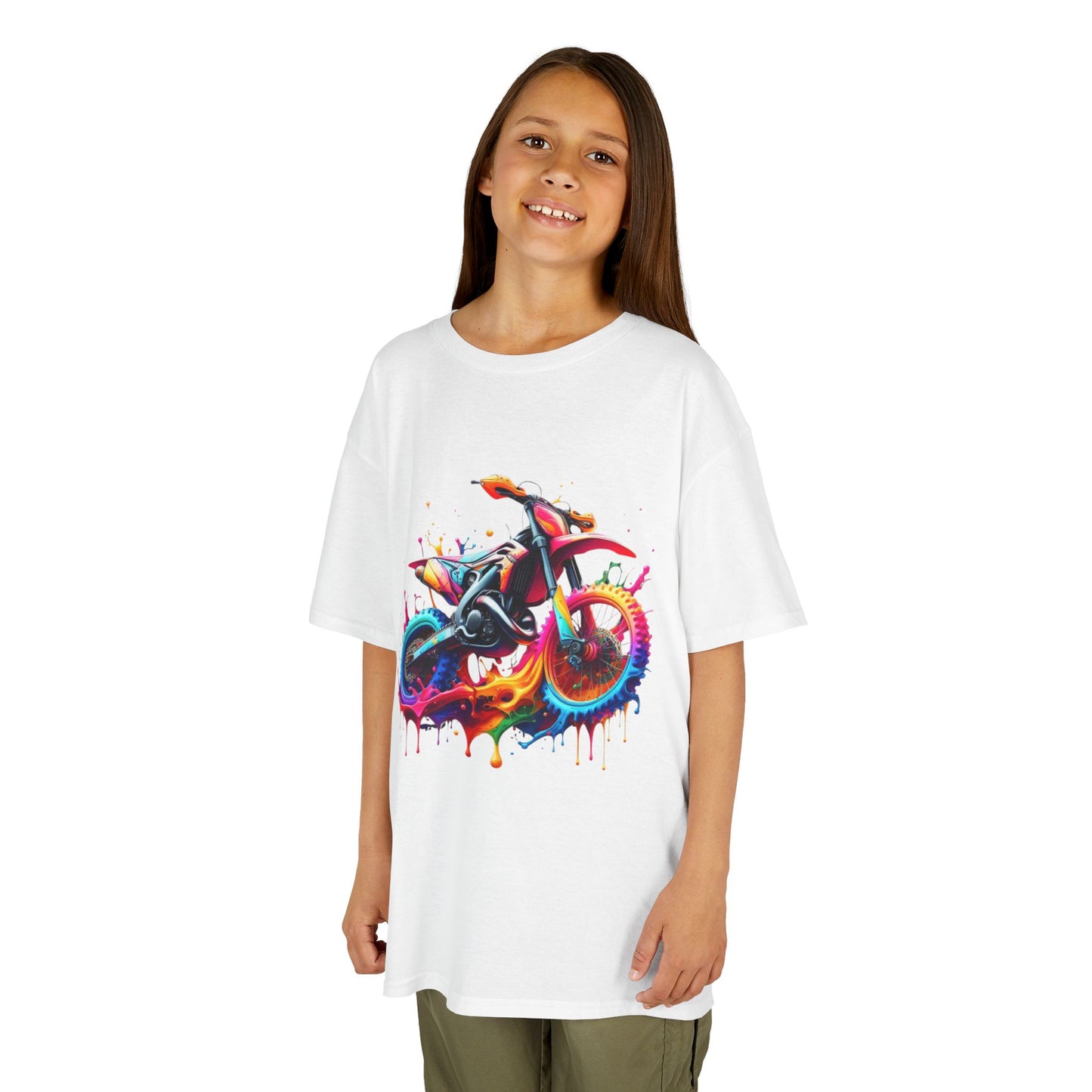 Kids' Motorcycle Graphic Tee - Vibrant Splash Design