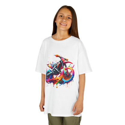 Kids' Motorcycle Graphic Tee - Vibrant Splash Design