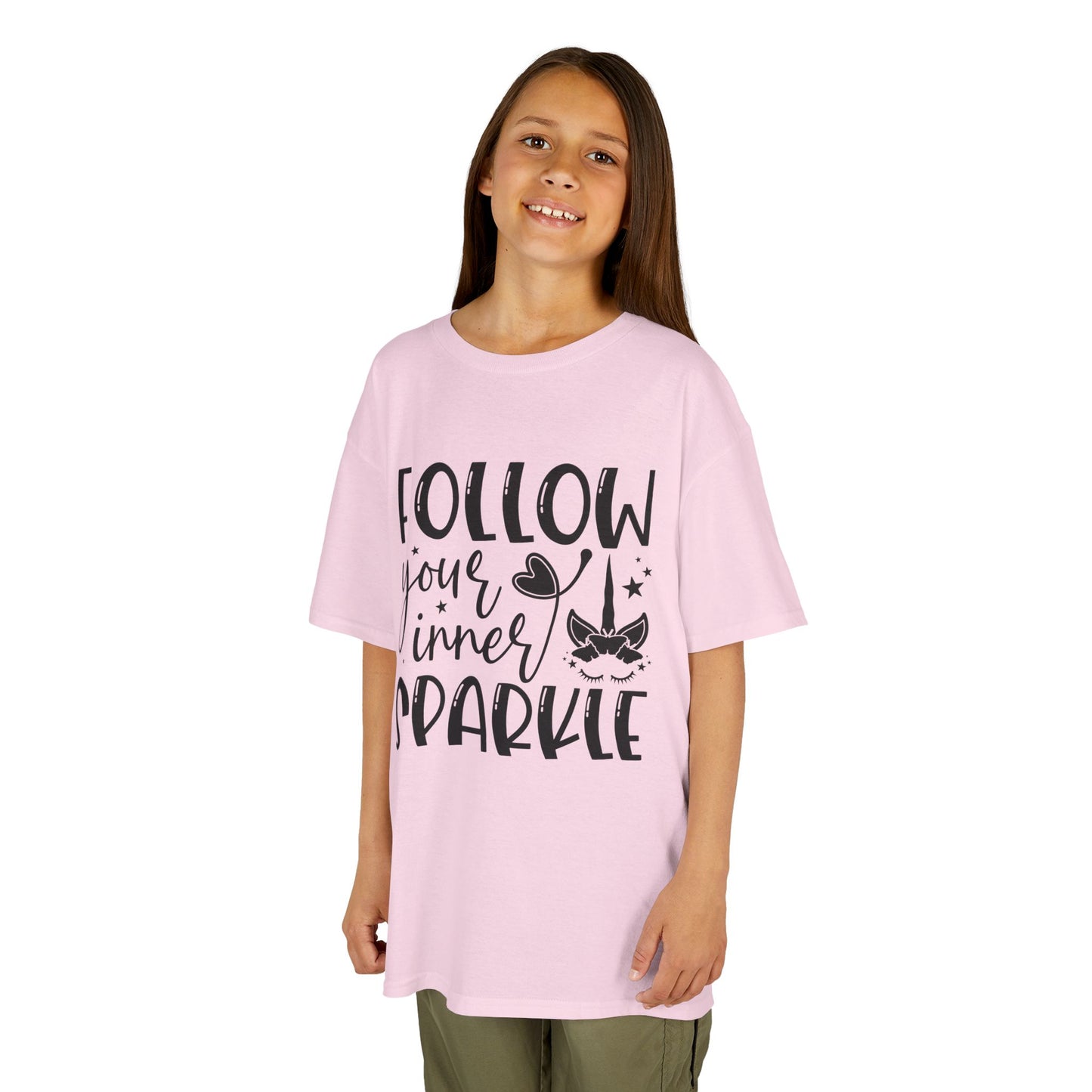 Kids Heavy Cotton™ Tee - Follow Your Inner Sparkle T-Shirt for Creative Kids