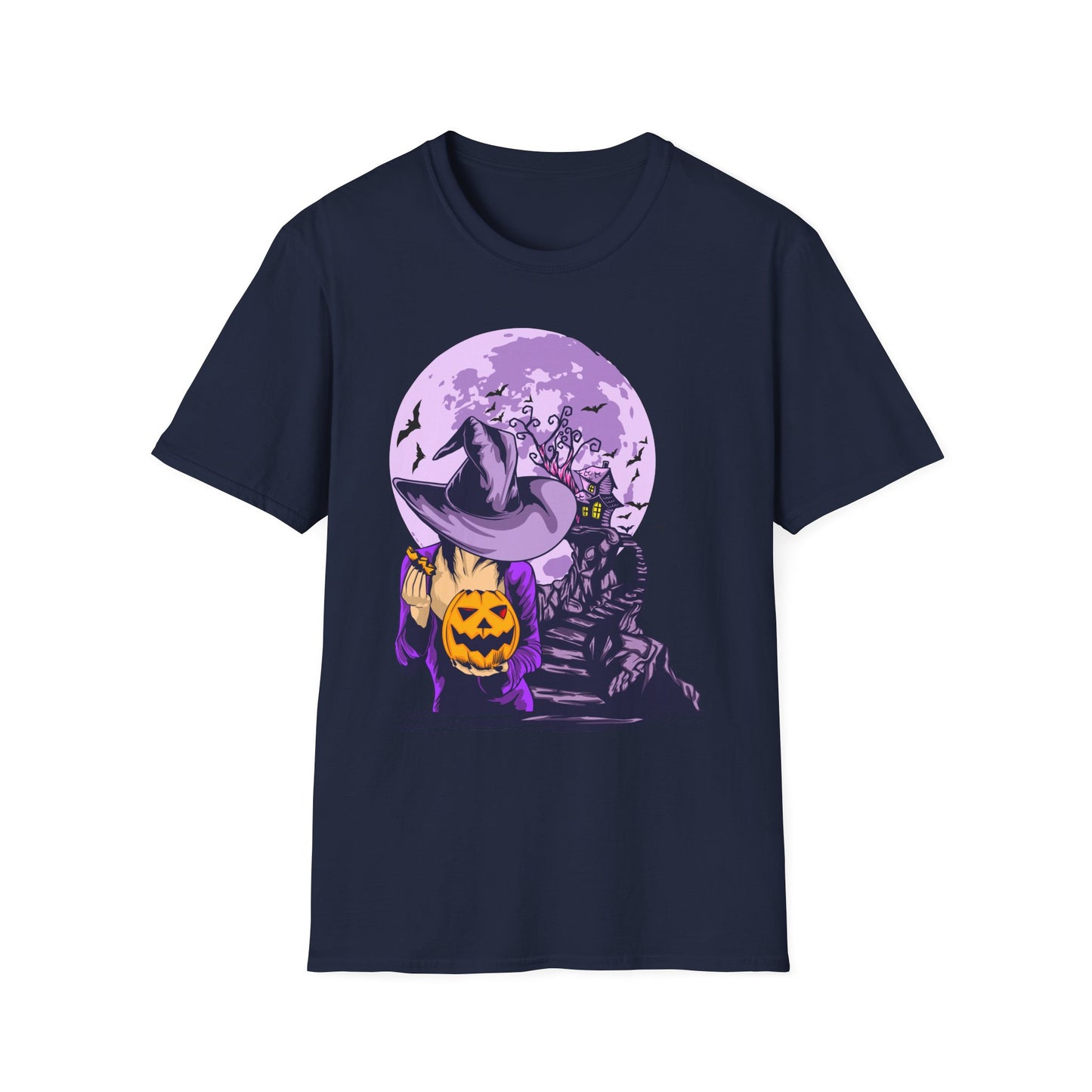 Halloween Witch T-Shirt, Unisex Softstyle Tee, Spooky Season Apparel, Pumpkin Graphic Shirt, Trick or Treat Shirt