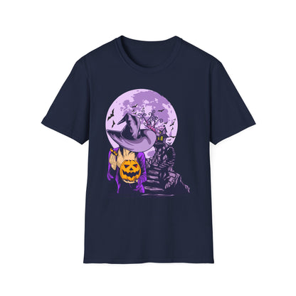 Halloween Witch T-Shirt, Unisex Softstyle Tee, Spooky Season Apparel, Pumpkin Graphic Shirt, Trick or Treat Shirt
