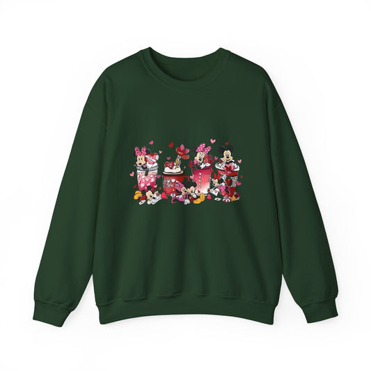 Valentine Cartoon Characters Crewneck Sweatshirt