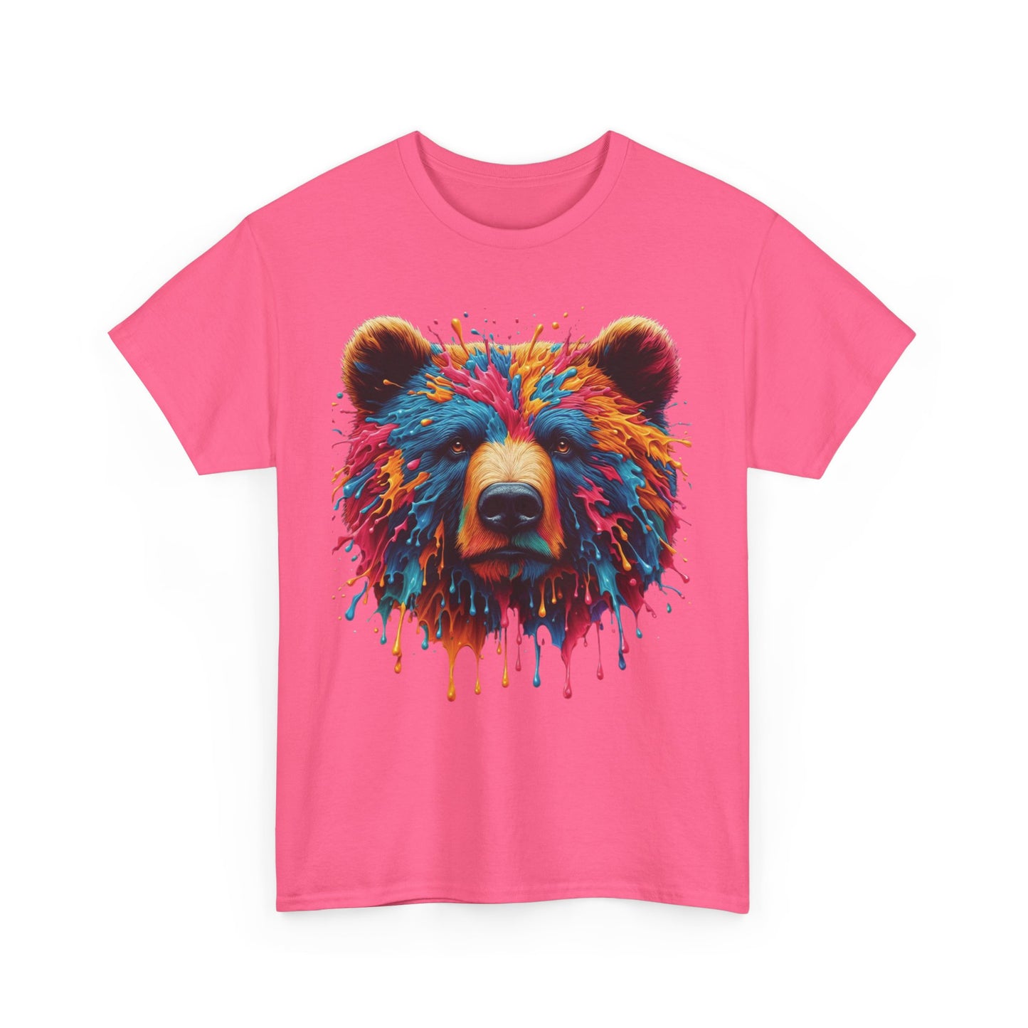 Colorful Bear Art Unisex Heavy Cotton Tee - Vibrant Graphic T-Shirt for Nature Lovers