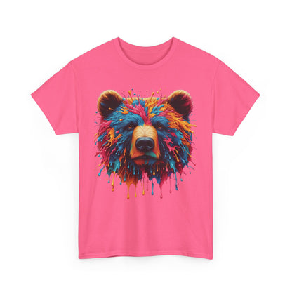 Colorful Bear Art Unisex Heavy Cotton Tee - Vibrant Graphic T-Shirt for Nature Lovers