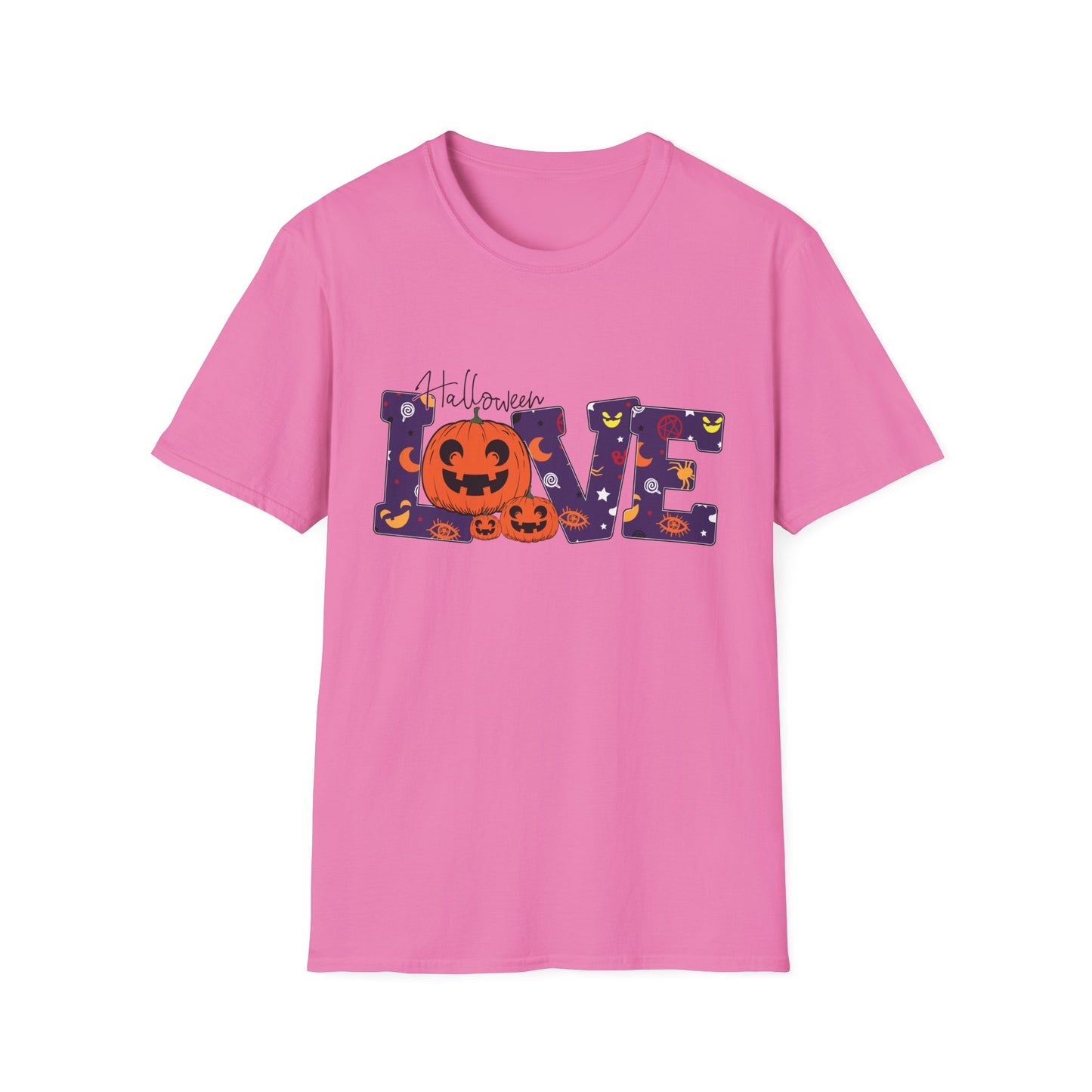 Halloween Love Graphic Tee, Unisex Softstyle T-Shirt for Fall, Halloween Party Shirt, Spooky Season Apparel, Gift for Pumpkin Lover