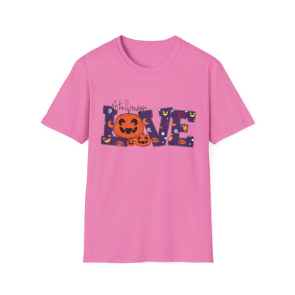 Halloween Love Graphic Tee, Unisex Softstyle T-Shirt for Fall, Halloween Party Shirt, Spooky Season Apparel, Gift for Pumpkin Lover