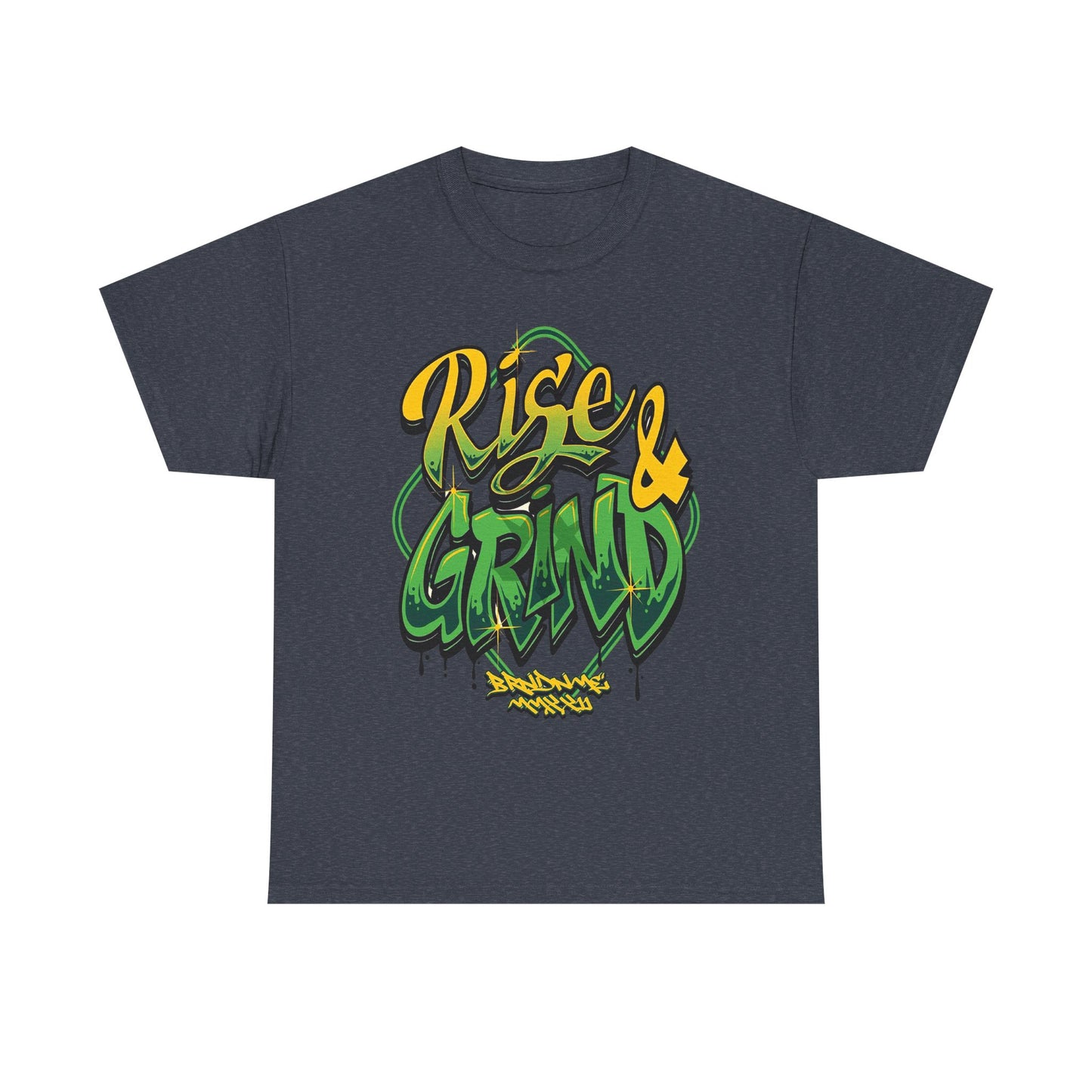 Rise & Grind Unisex Heavy Cotton Tee - Bold Graffiti Style Motivational T-Shirt