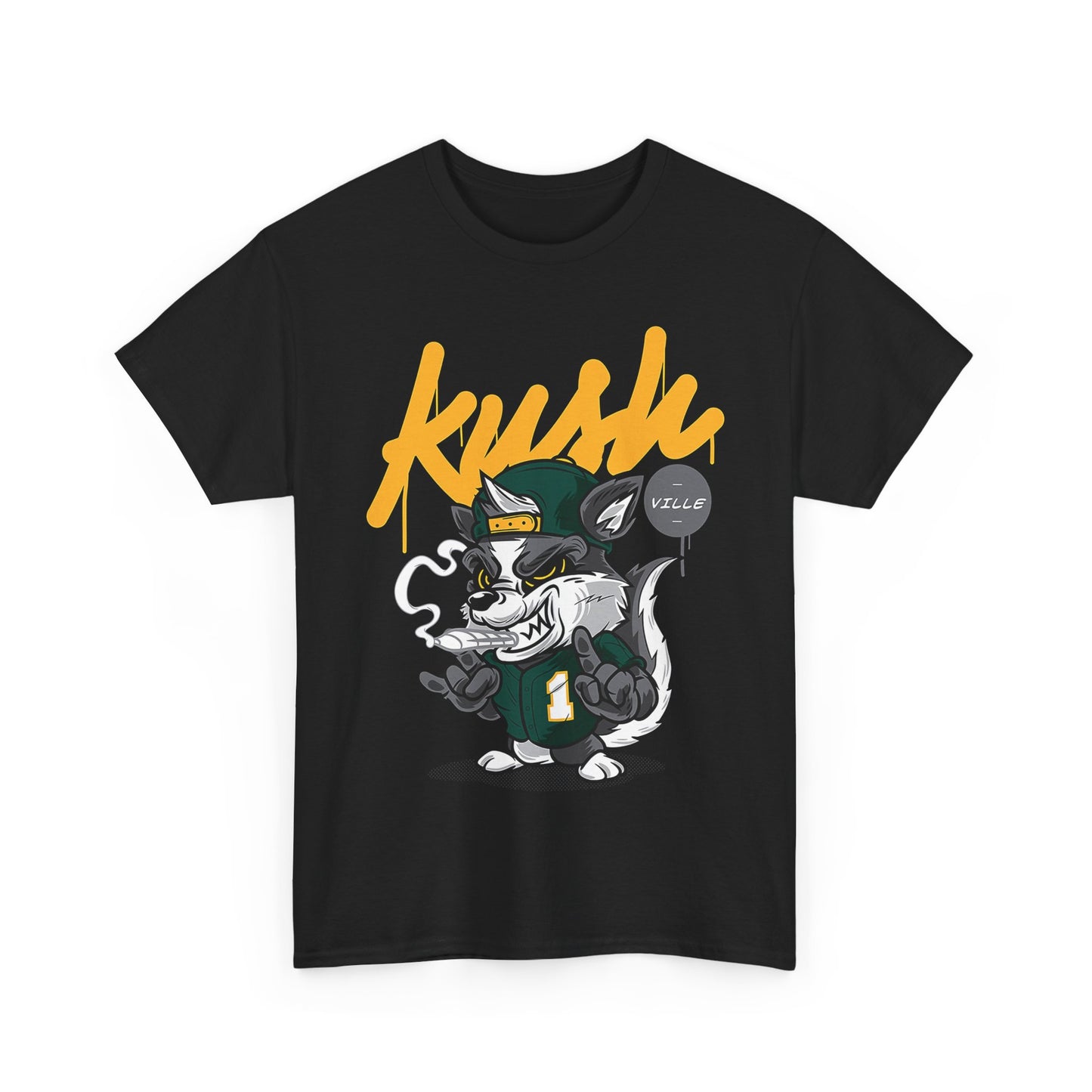 Street Style Unisex Heavy Cotton Tee - 'Kush Ville' Graphic Design