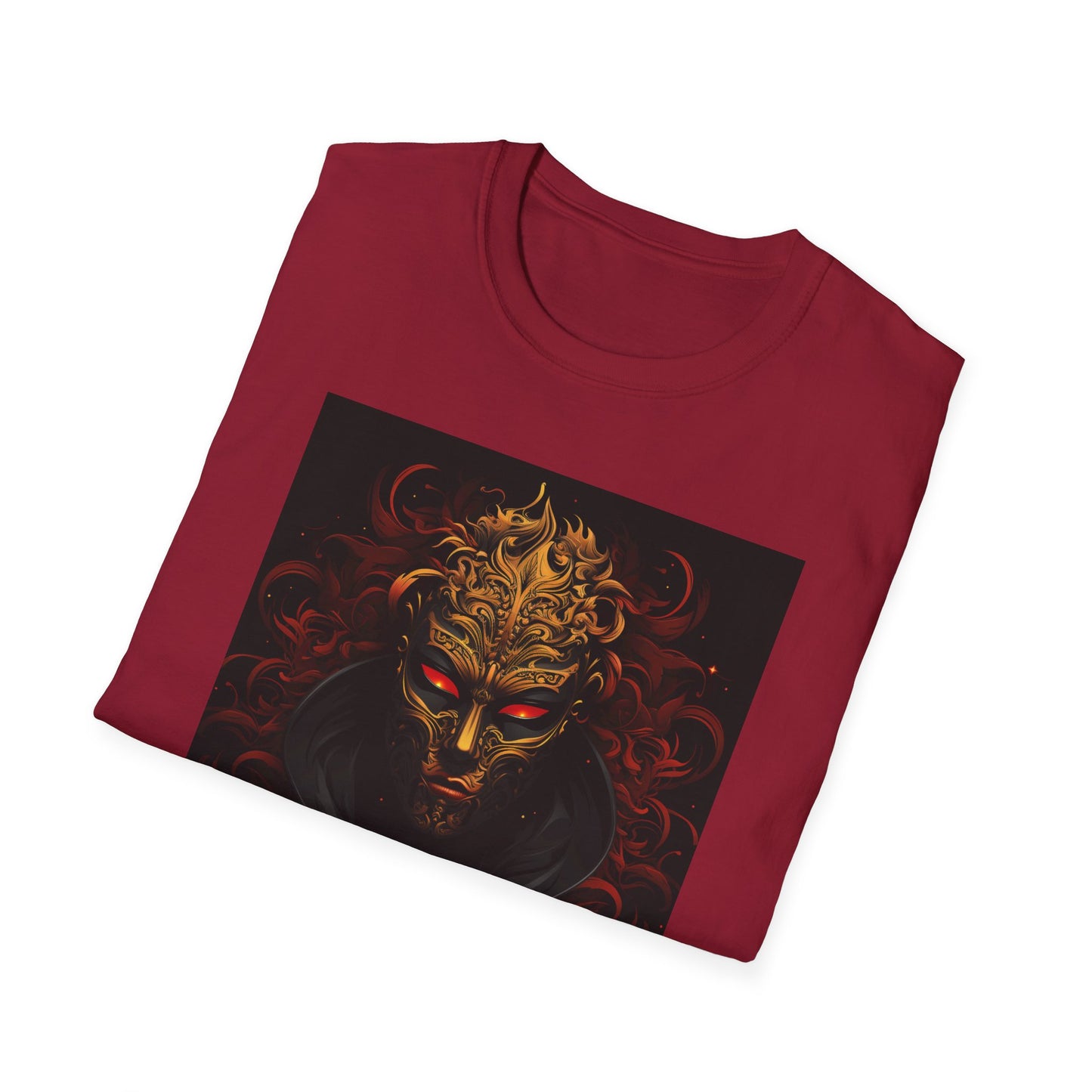 Bold Graphic Unisex Softstyle T-Shirt with Mask Design