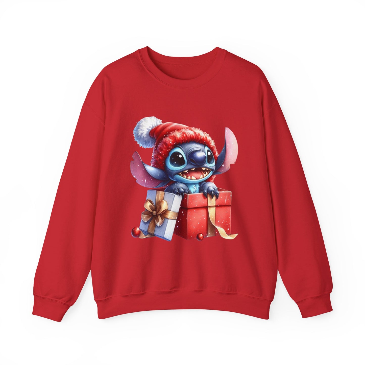 Christmas Stitch Sweatshirt – Cute Stitch in Santa Hat with Holiday Gifts