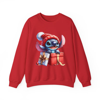 Christmas Stitch Sweatshirt – Cute Stitch in Santa Hat with Holiday Gifts