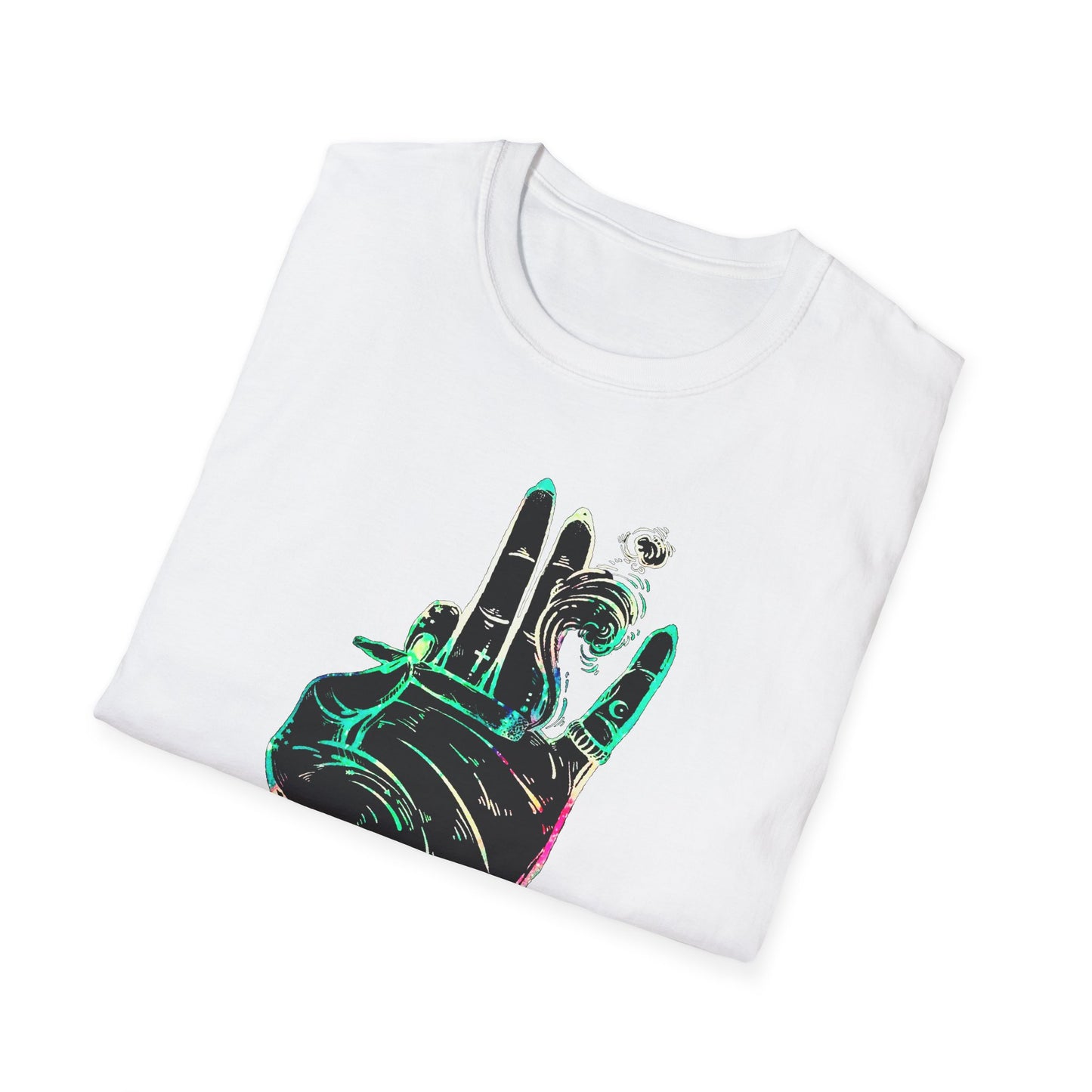 Psychedelic Hand Design Unisex T-Shirt - Softstyle, Casual Vibe