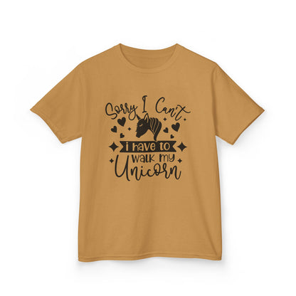 Funny Kids Unicorn Tee - "Sorry I Can't, I Have to Walk My Unicorn"