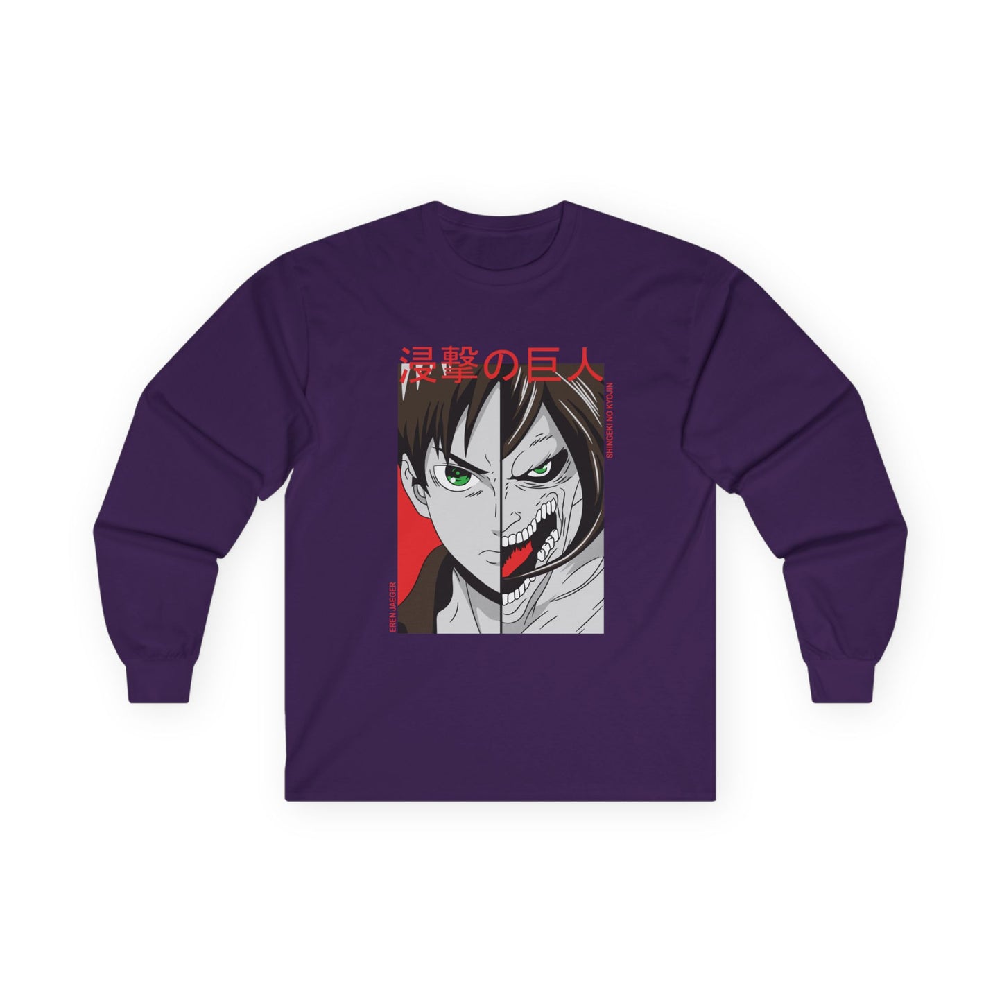 Anime Split-Face Long Sleeve Tee — Eren Jaeger Inspired Design