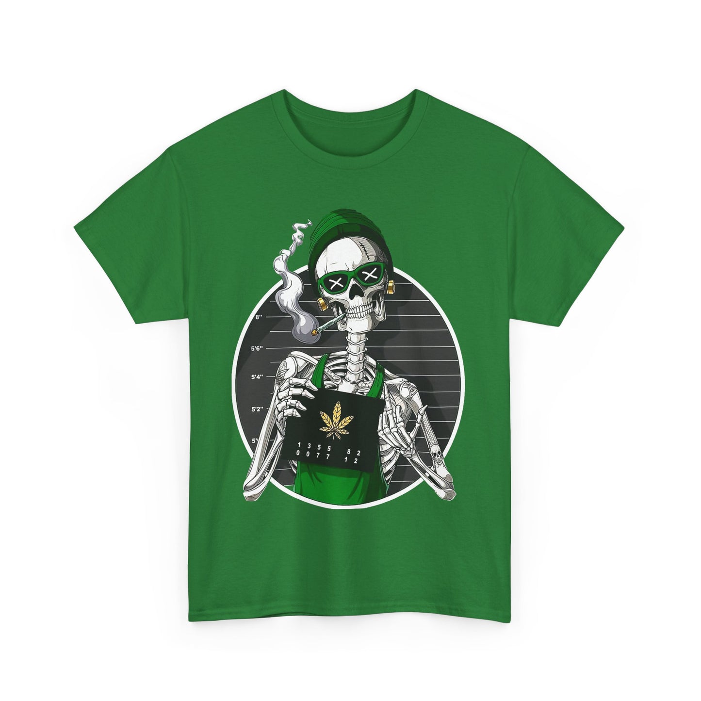 Edgy Skeleton Cannabis Tee | Unisex Heavy Cotton T-Shirt