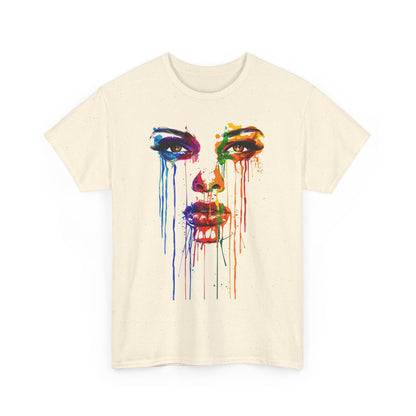 Artistic Rainbow Drip Unisex Heavy Cotton Tee | Vibrant Fashion for Self-Expression