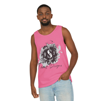Unisex Garment-Dyed Tank Top with Time Designs - Casual Summer Wear, Beach Outfit, Gift for Friends, Vacation Essentials, Relaxed Style