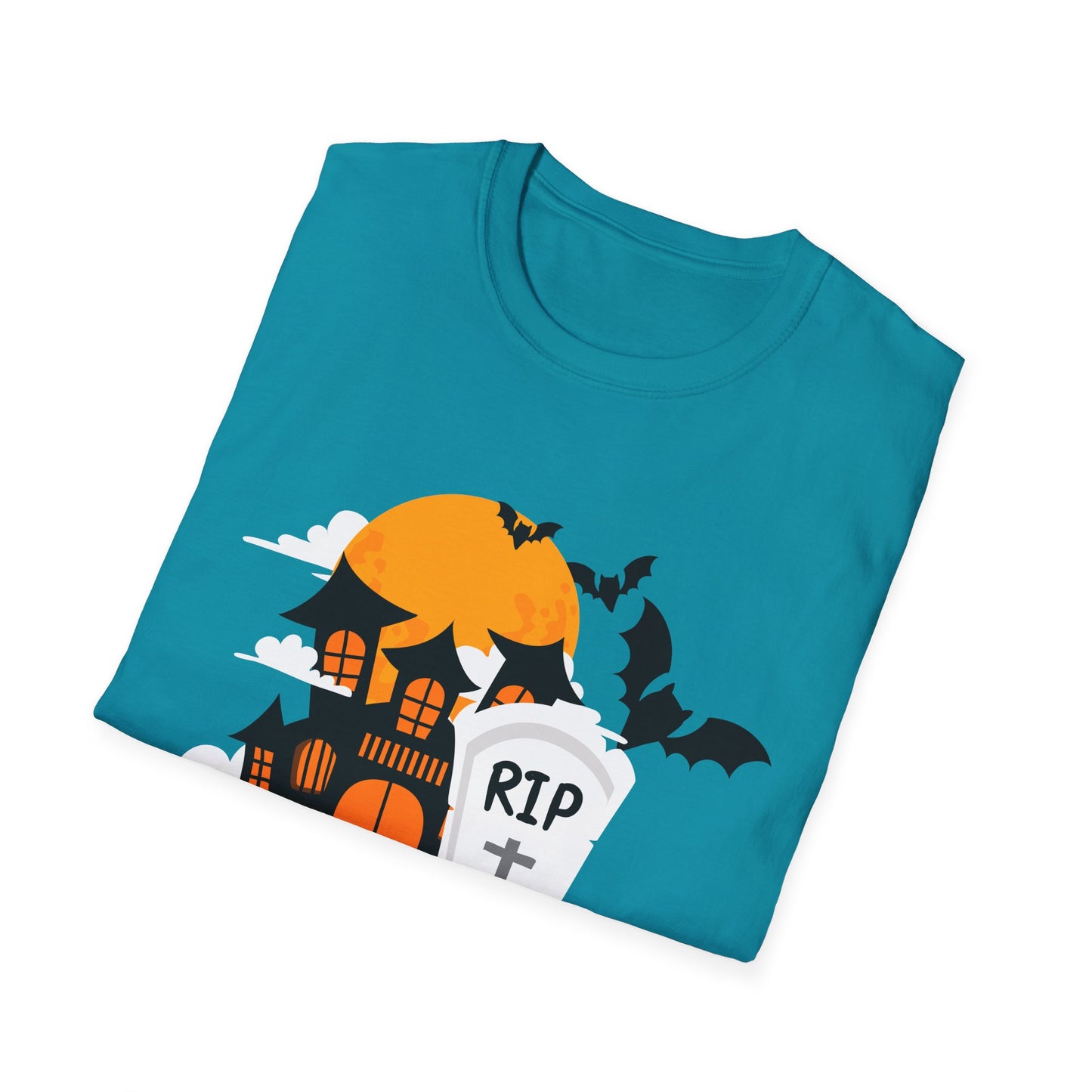 Spooky Halloween T-Shirt, Unisex Softstyle Tee, Pumpkin and Haunted House Design, Fun Fall Shirt, Perfect for Halloween Parties, Trick [...]