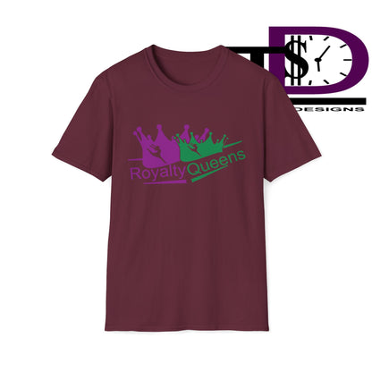 Royalty Queens T-Shirt, Unisex Softstyle Tee for Celebrations, Birthday Gifts, Empowerment Wear, Casual Fashion, Crown Design