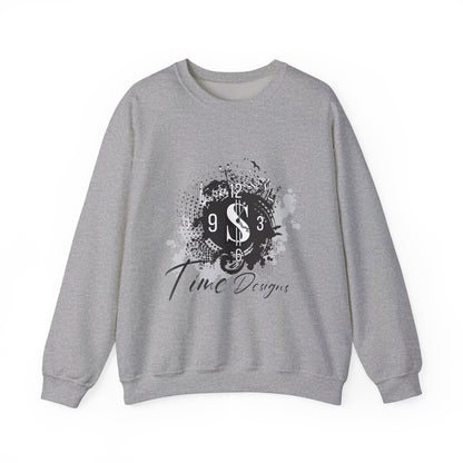 Crewneck Sweatshirt — Grunge Dollar Logo "Time Designs" Graphic