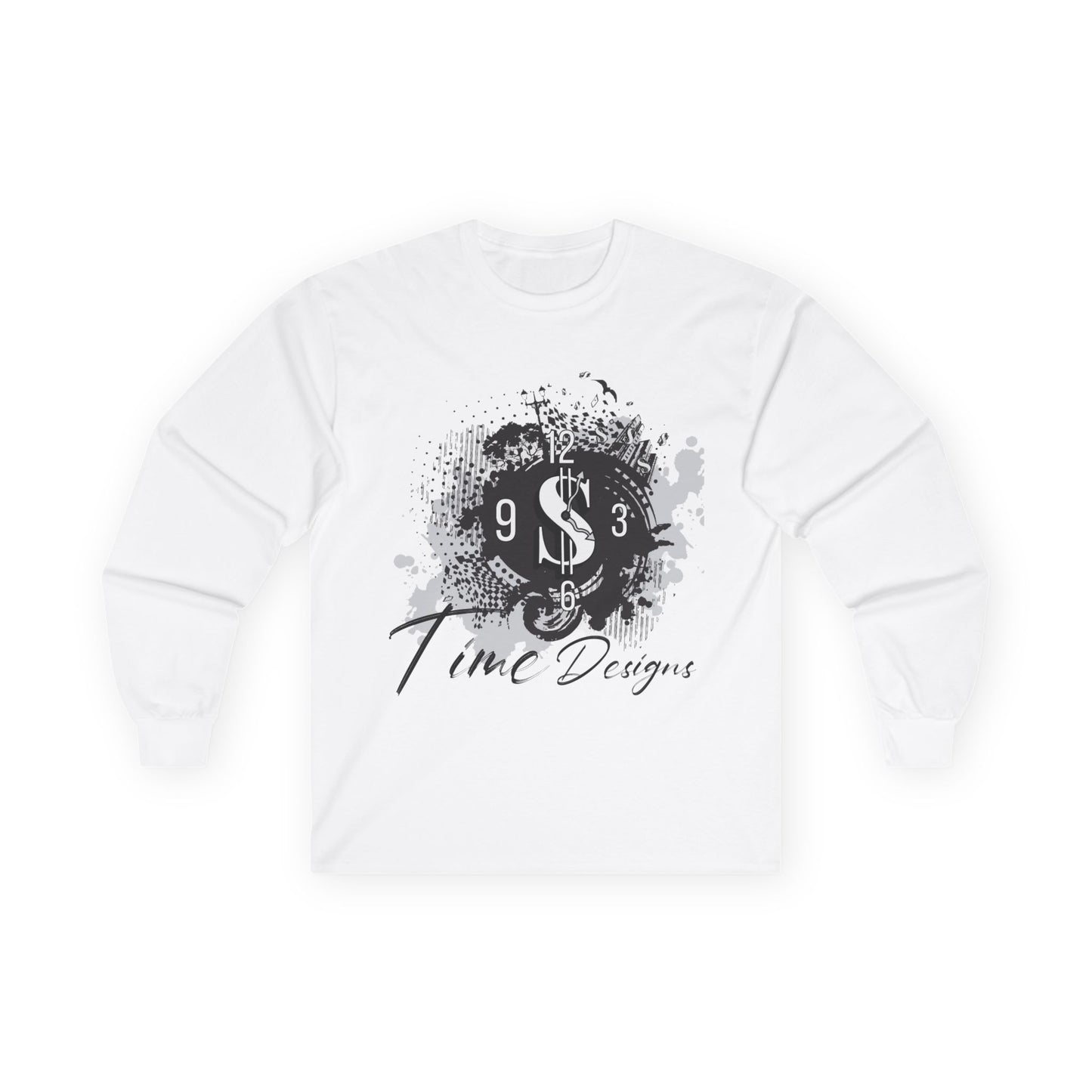 Stylish Unisex Long Sleeve Tee - Time Design with Dollar Sign