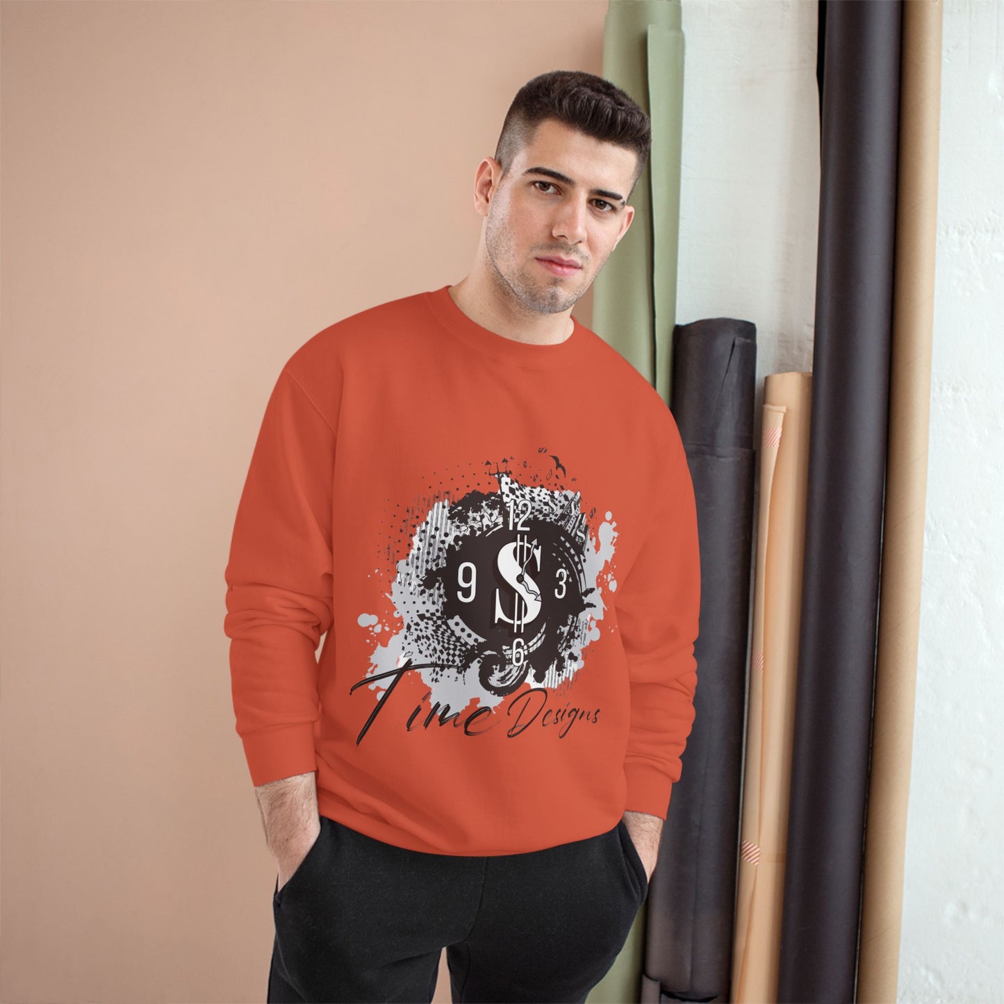 Stylish Graphic Champion Sweatshirt with Time Designs