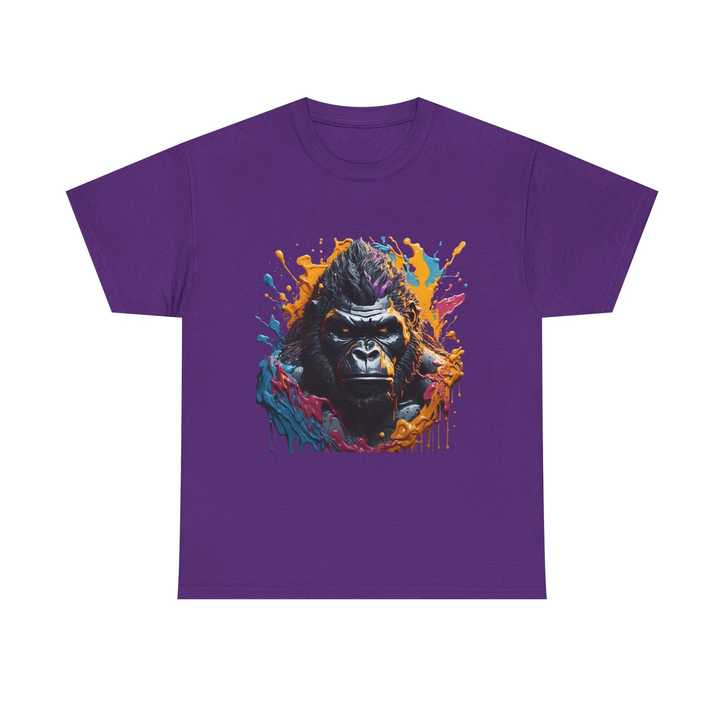 Colorful Gorilla Art Unisex Heavy Cotton Tee - Bold Graphic Tee for Animal Lovers