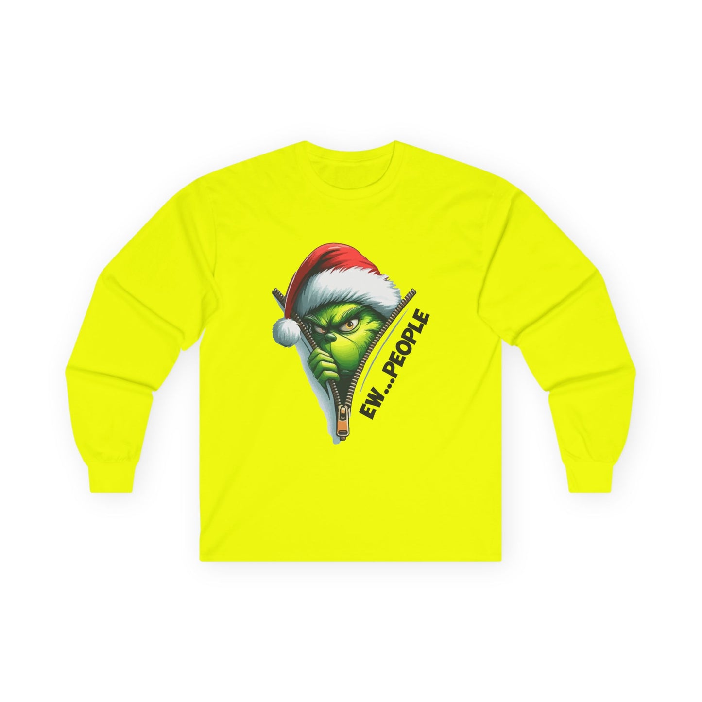 Grinch Peeking Long Sleeve Tee — "Evil People" Holiday Graphic