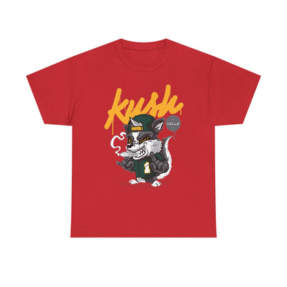 Street Style Unisex Heavy Cotton Tee - 'Kush Ville' Graphic Design