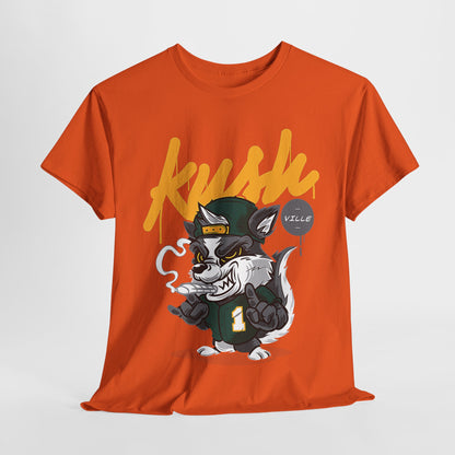 Street Style Unisex Heavy Cotton Tee - 'Kush Ville' Graphic Design
