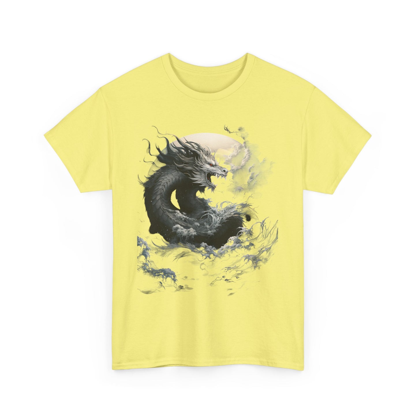 Dragon Moon Unisex Heavy Cotton Tee - Mystical Night Sky Apparel